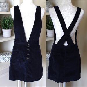 Free People Navy Blue Corduroy Overall Dress